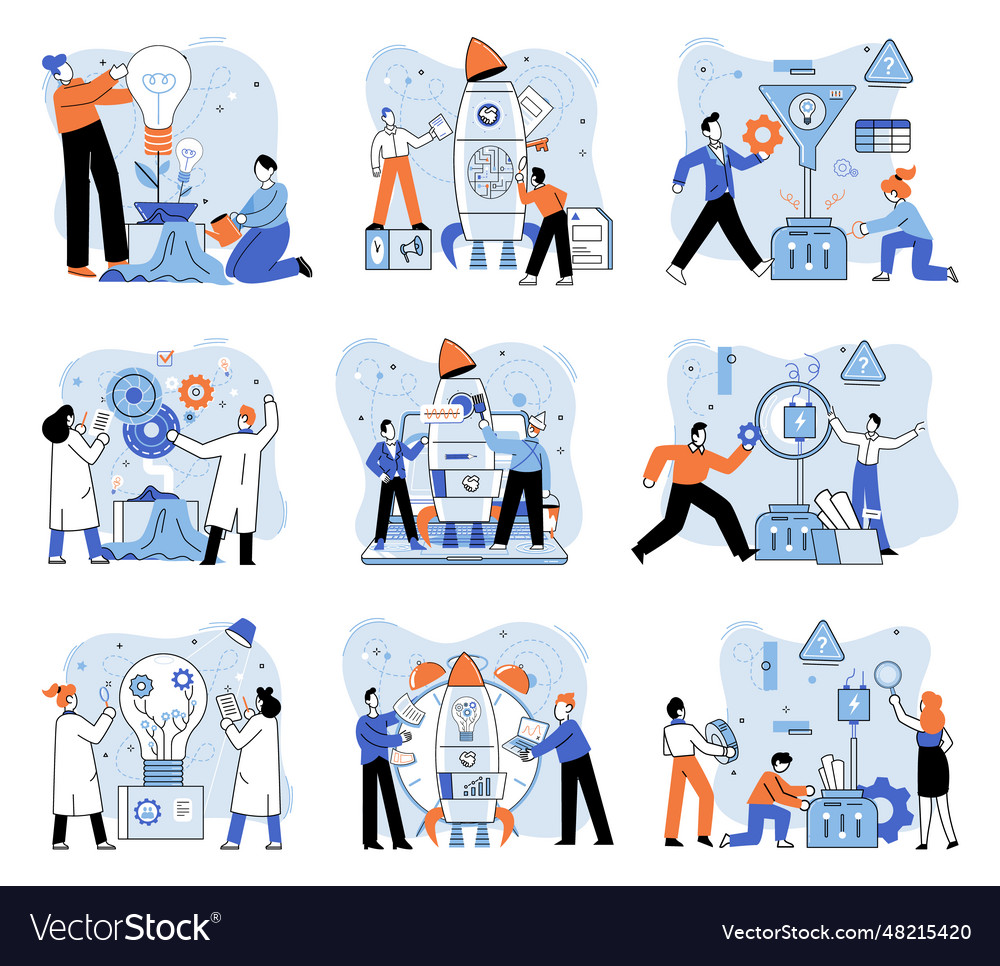 Team solving complex problems teamwork vector image Team solving complex problems teamwork