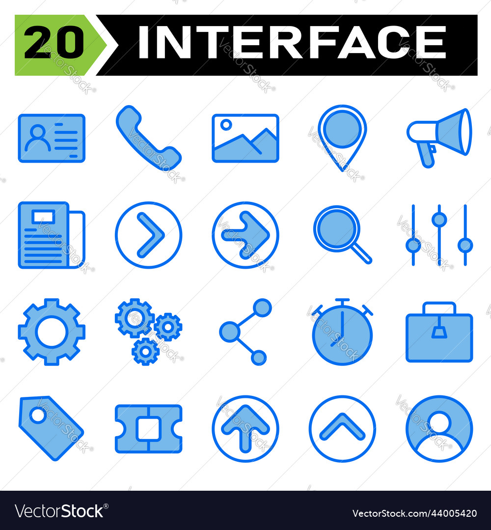 User interface icon set include id card pass vector image User interface icon set include id card pass