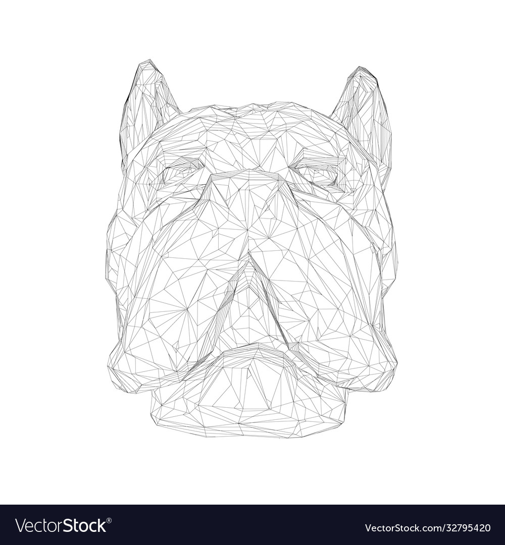 Wireframe ein Hundekopf aus schwarzen Linien