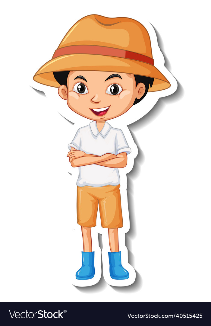 A boy wearing gardener hat cartoon character Vector Image