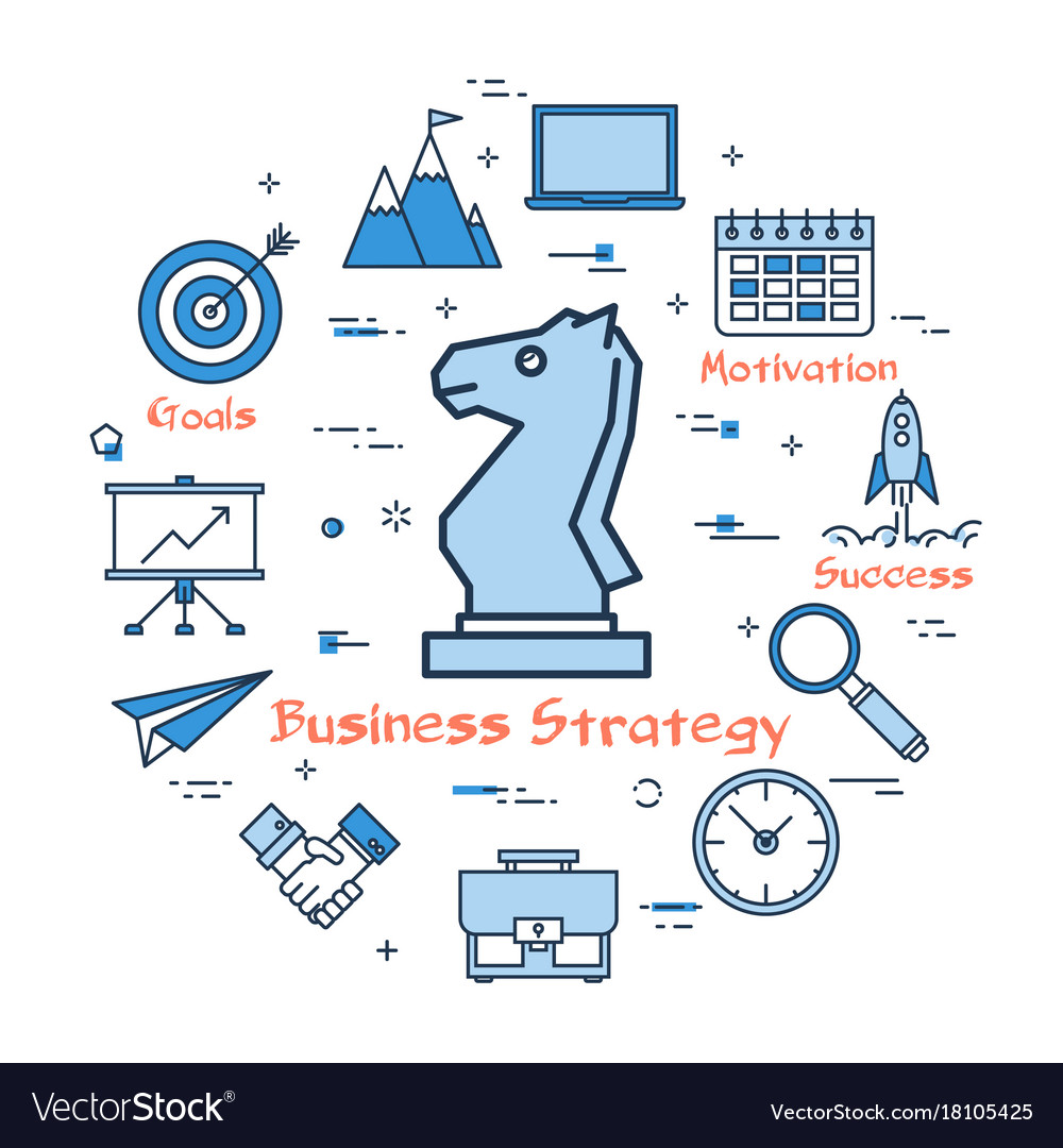 Blue round business strategy concept Royalty Free Vector