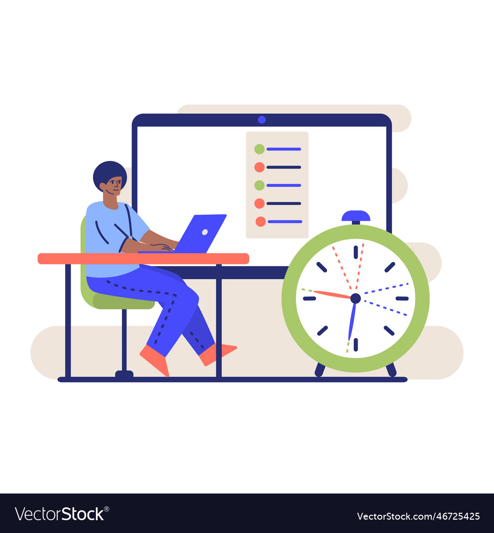 Cartoon character of young black man working Vector Image