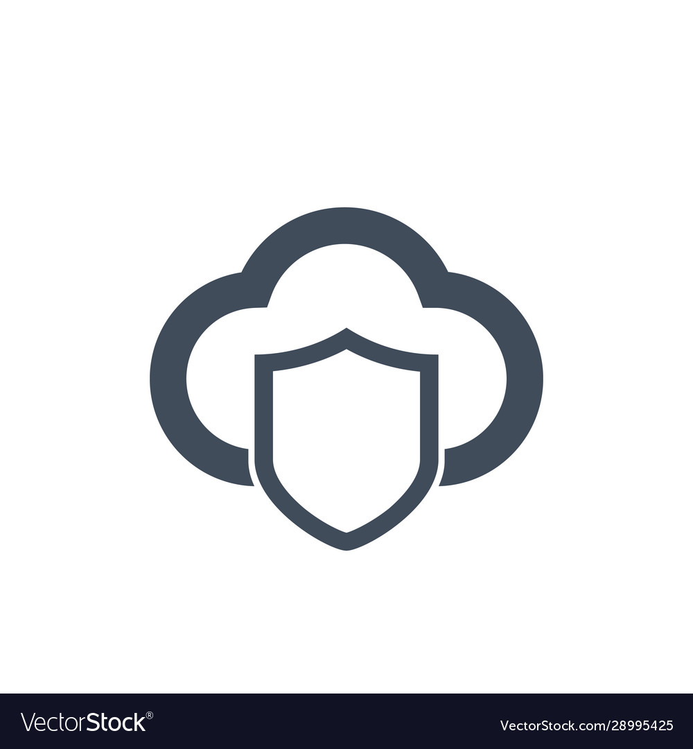 Cloud computing security icon with shield