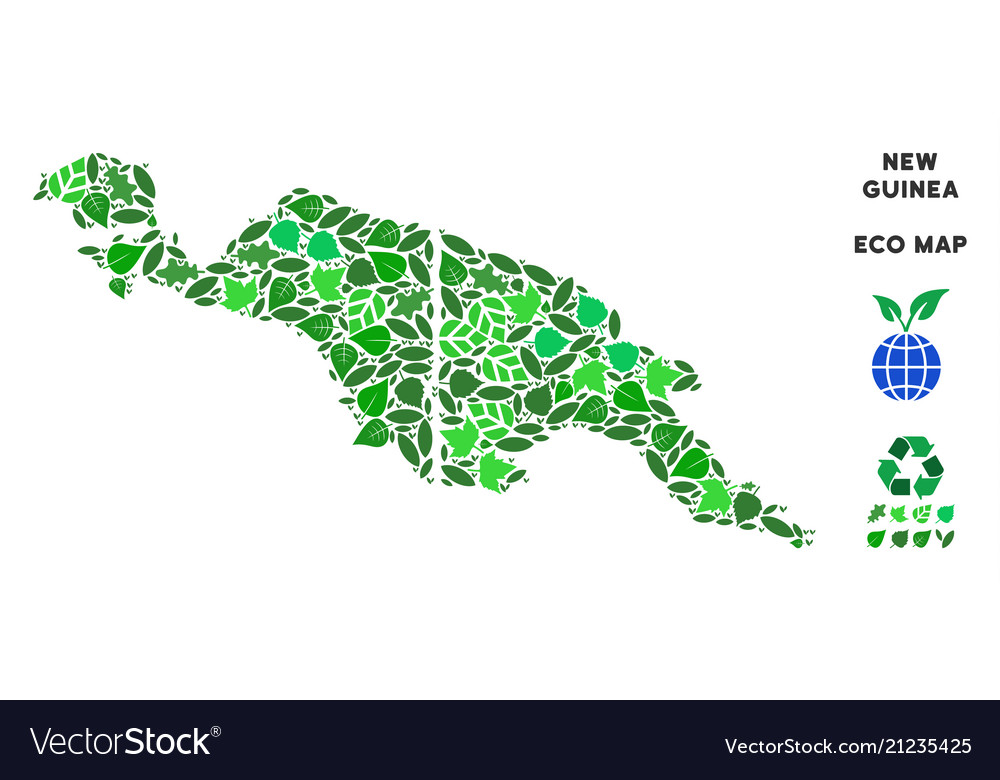 Eco green collage new guinea countries map