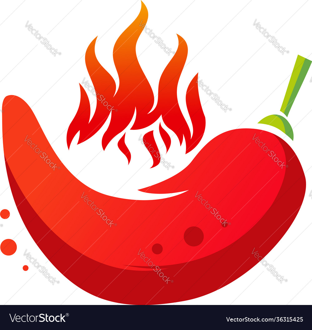 Fire hot chili logo designs concept spicy pepper Vector Image