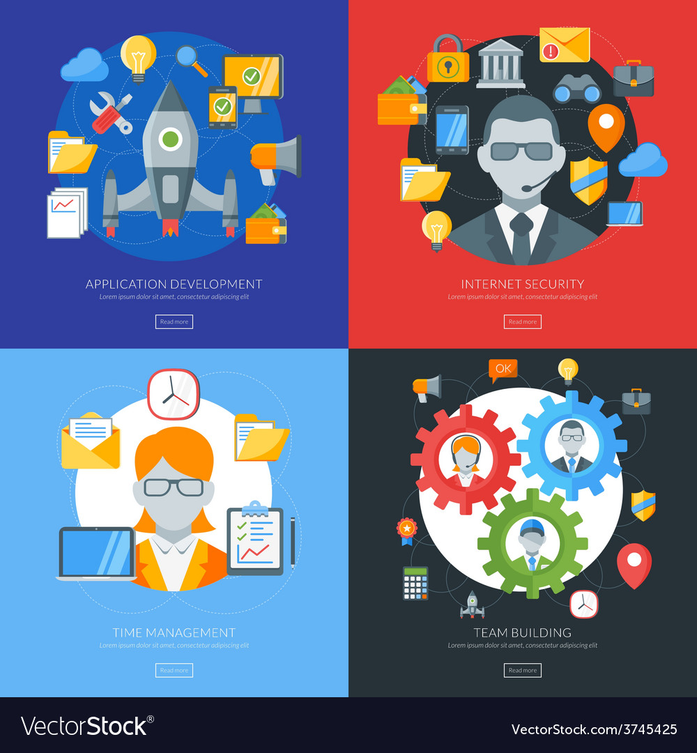 Flat design concept for application development
