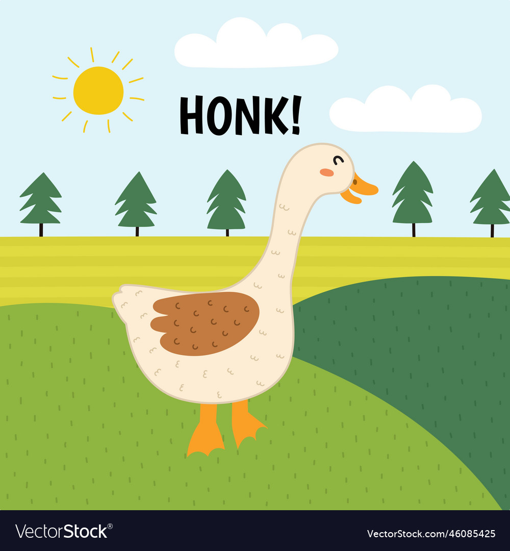 Goose saying honk print cute farm character Vector Image