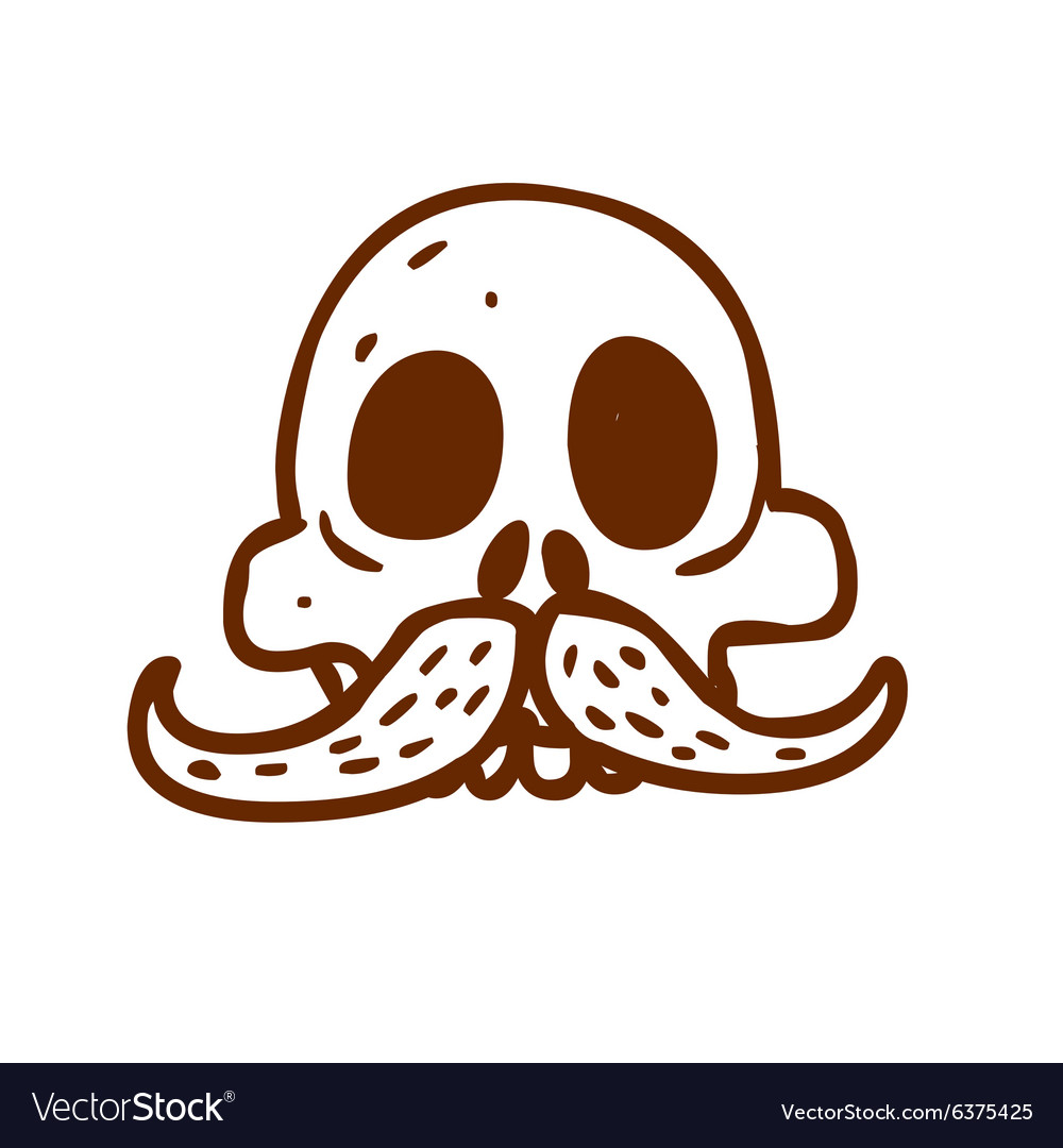 Hand drawn skull with moustache