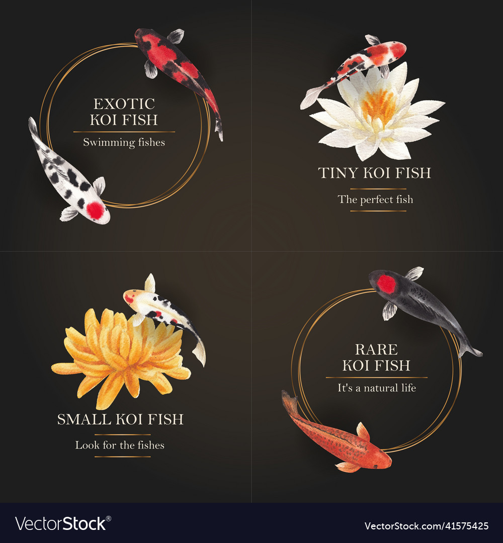 Logo template with koi fish conceptwatercolor