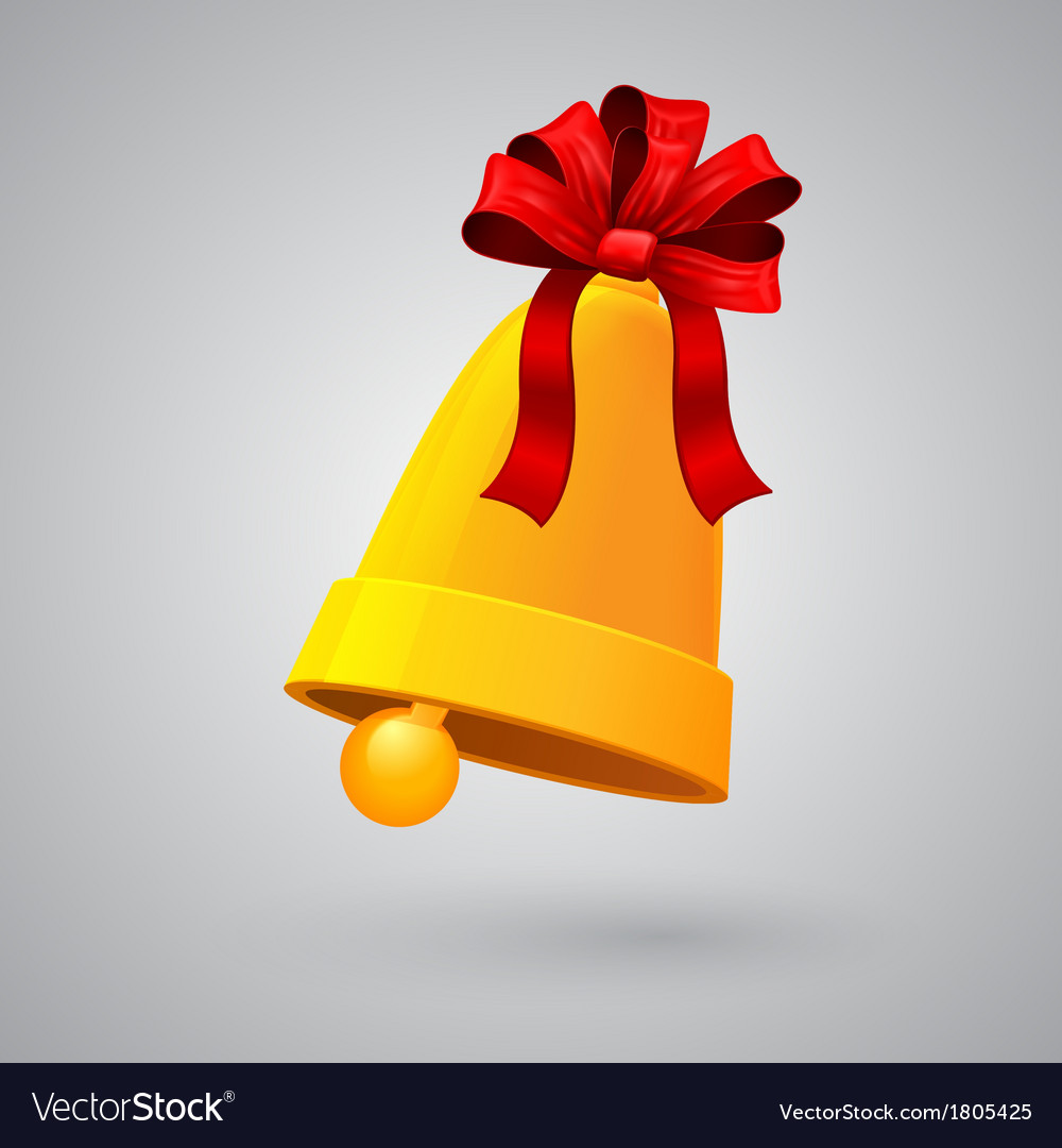 New year and christmas bell with red ribbon