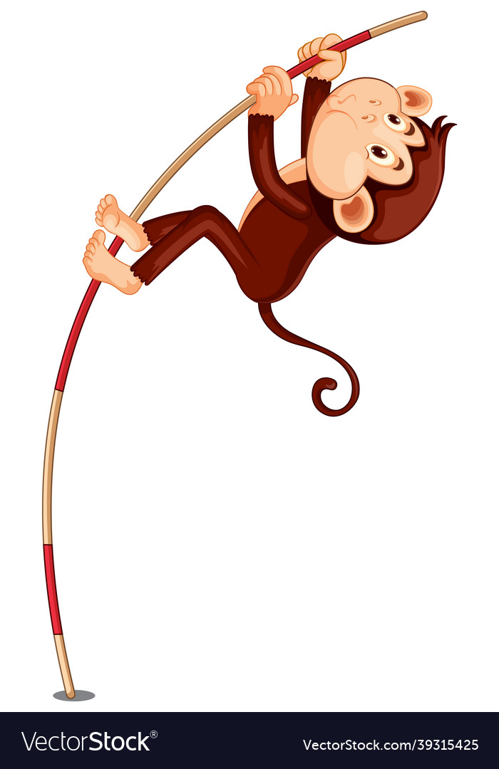 Pole vaulting monkey cartoon character Royalty Free Vector