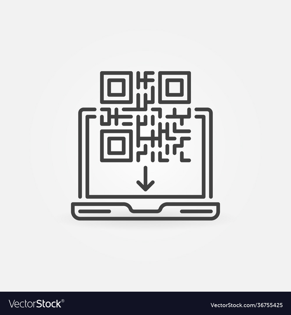 Qr code with laptop linear concept icon vector image Qr code with laptop linear concept icon