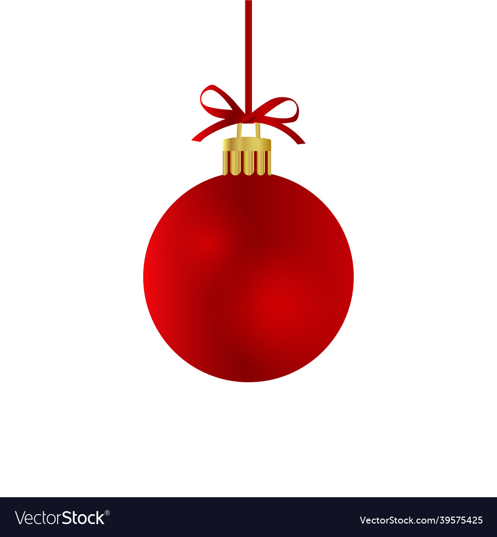 Realistic red christmas ball with ribbon and bow Vector Image