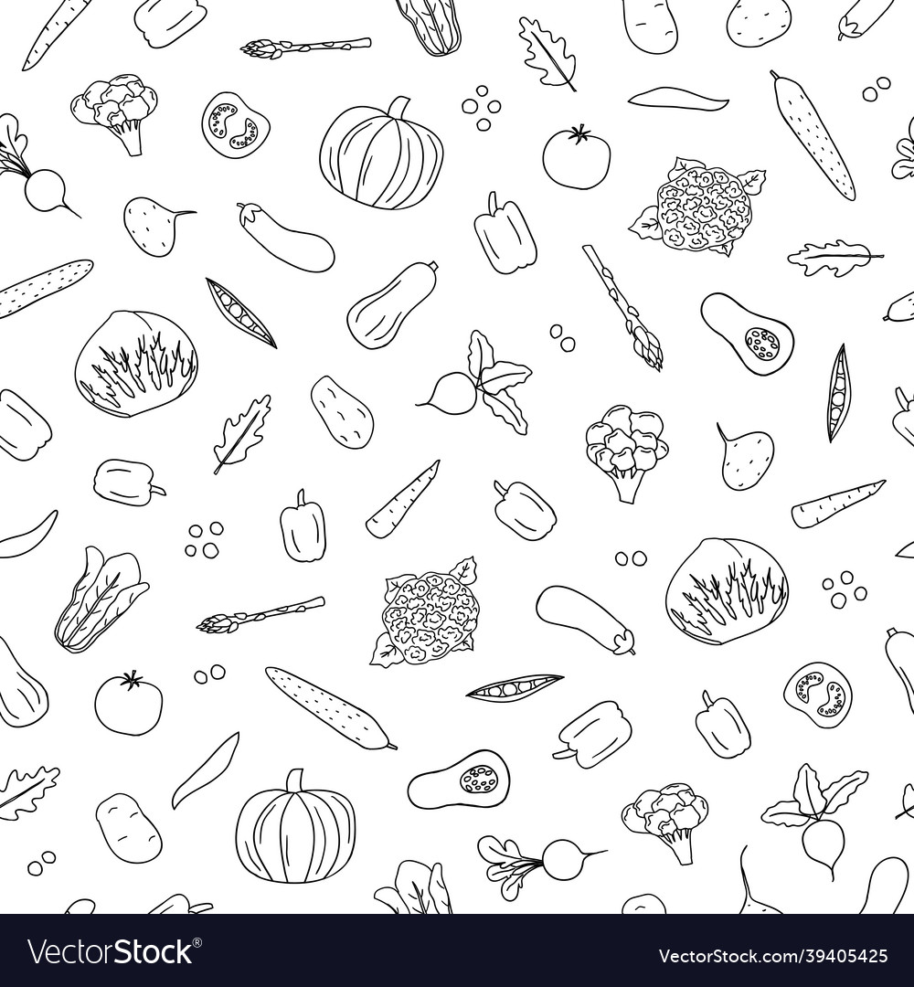 Seamless pattern with veggies vector image Seamless pattern with veggies