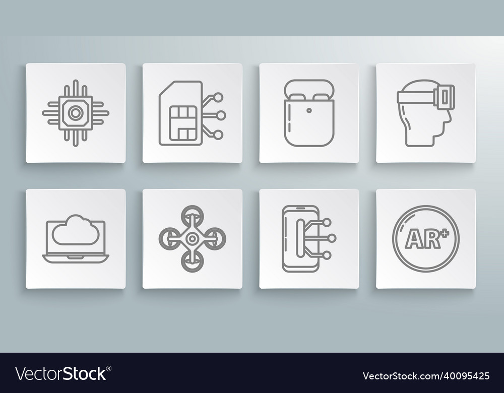Set line cloud technology data transfer vector image Set line cloud technology data transfer