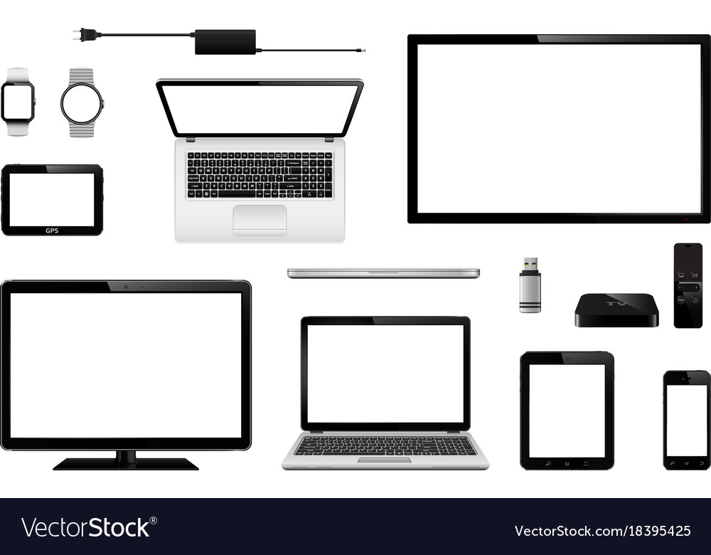 Set of realistic tv computer monitor laptops