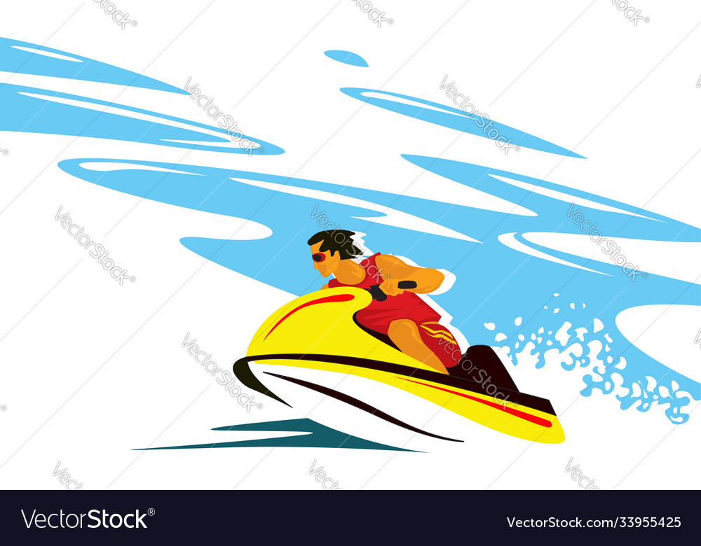 Speed at sea brave rider on an aquabike Royalty Free Vector