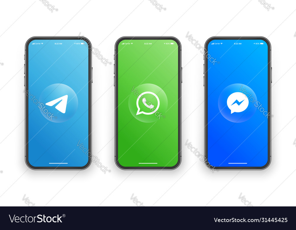 Download Telegram Whatsapp Messenger Logo On Iphone Screen Vector Image