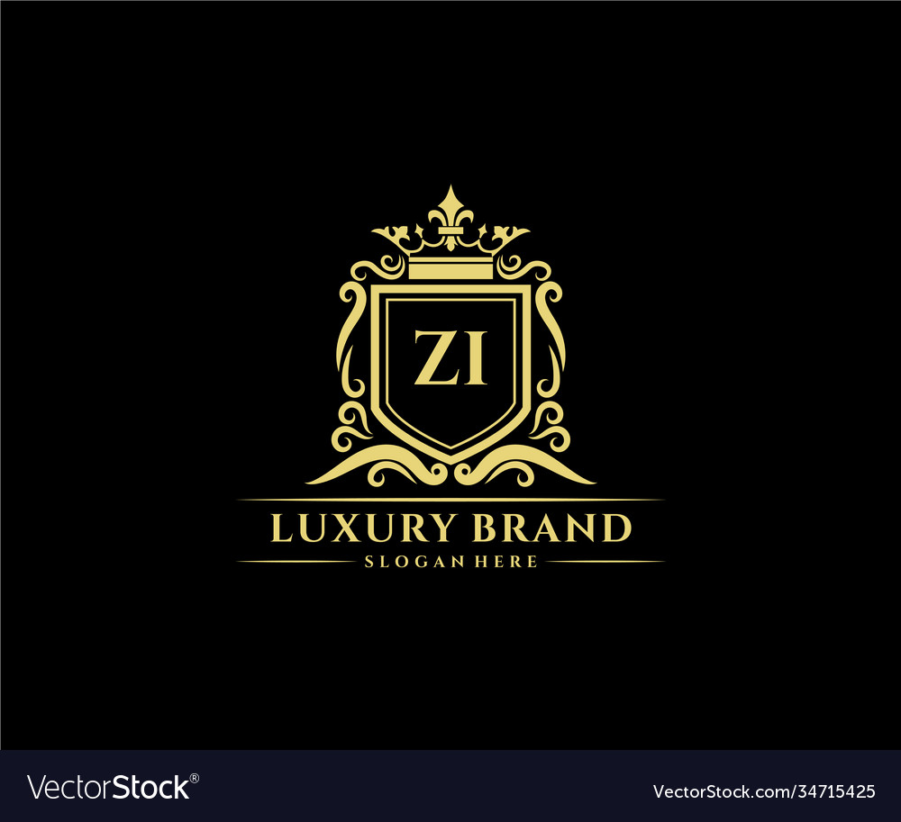 Zi initial letter gold calligraphic feminine Vector Image