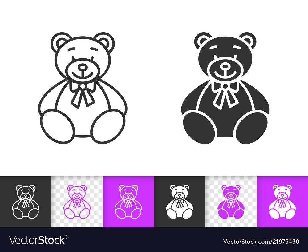 Bear toy simple black line icon Royalty Free Vector Image