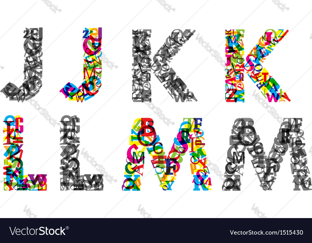 Colorful and monochrome letters Royalty Free Vector Image