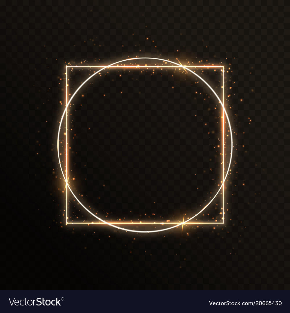 Gold frame with a circle and square vector image Gold frame with a circle and square