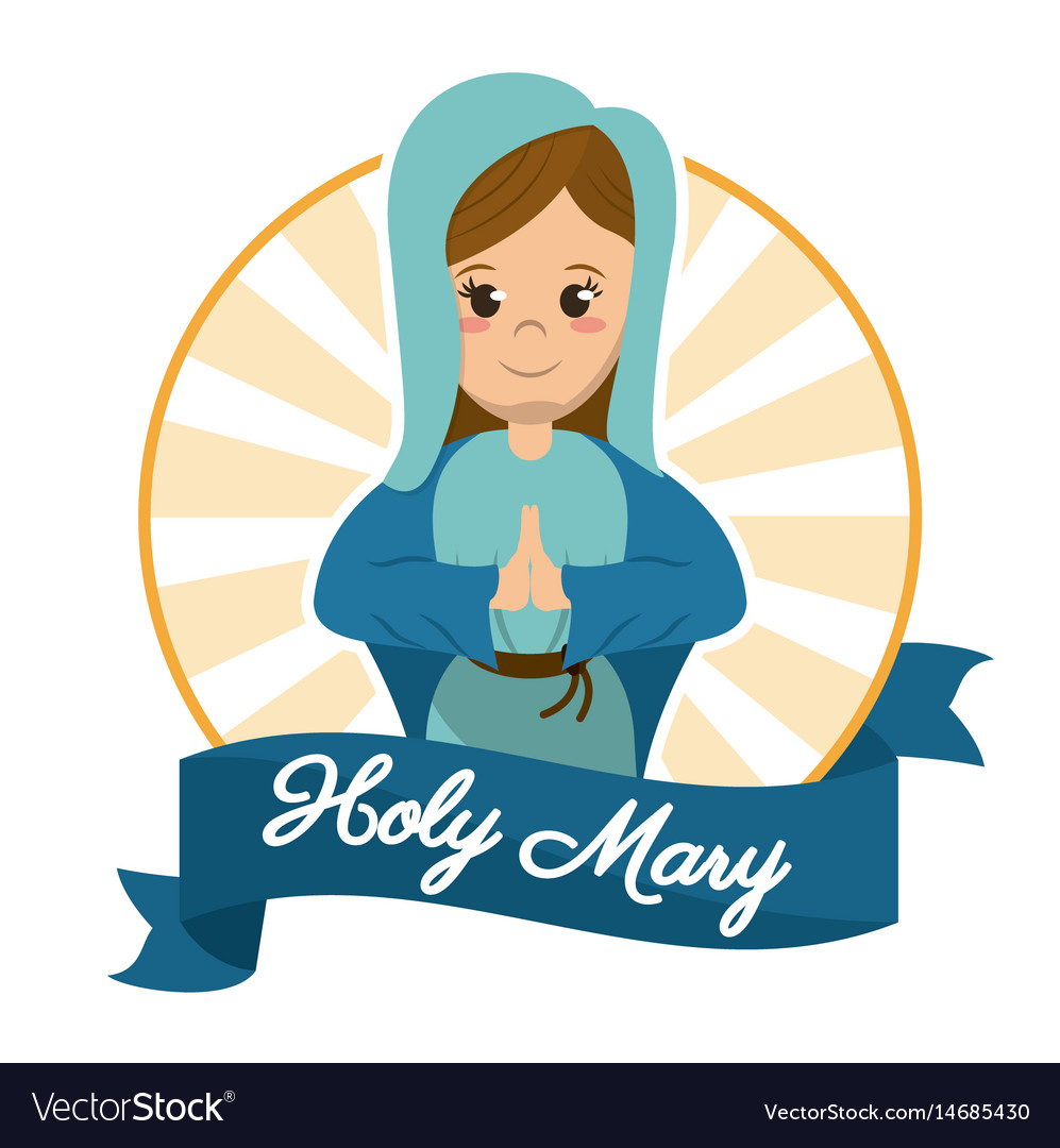 Holy mary prayer religious sanctified image Vector Image