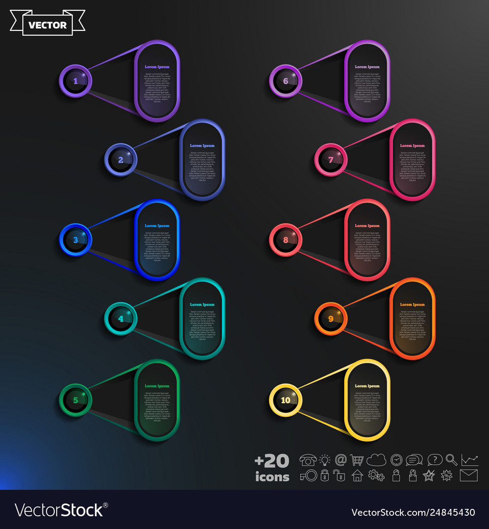 Infographic design list with colorful circles vector image Infographic design list with colorful circles