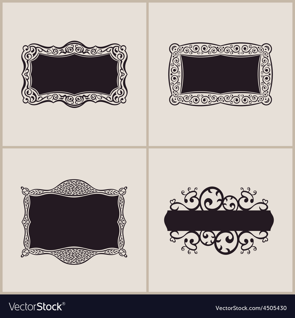 label frames elegant border set floral banner vector image