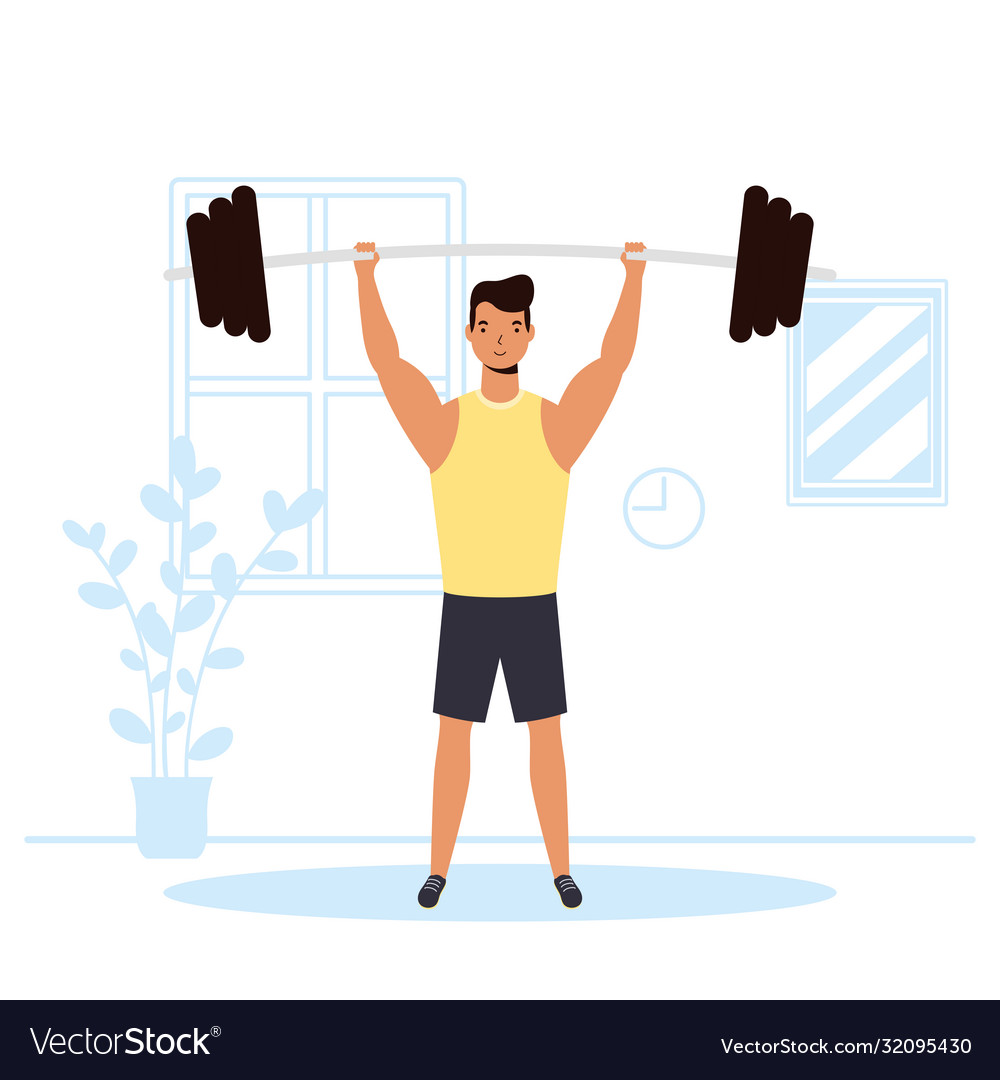 Man practicing wight lifting sport activity