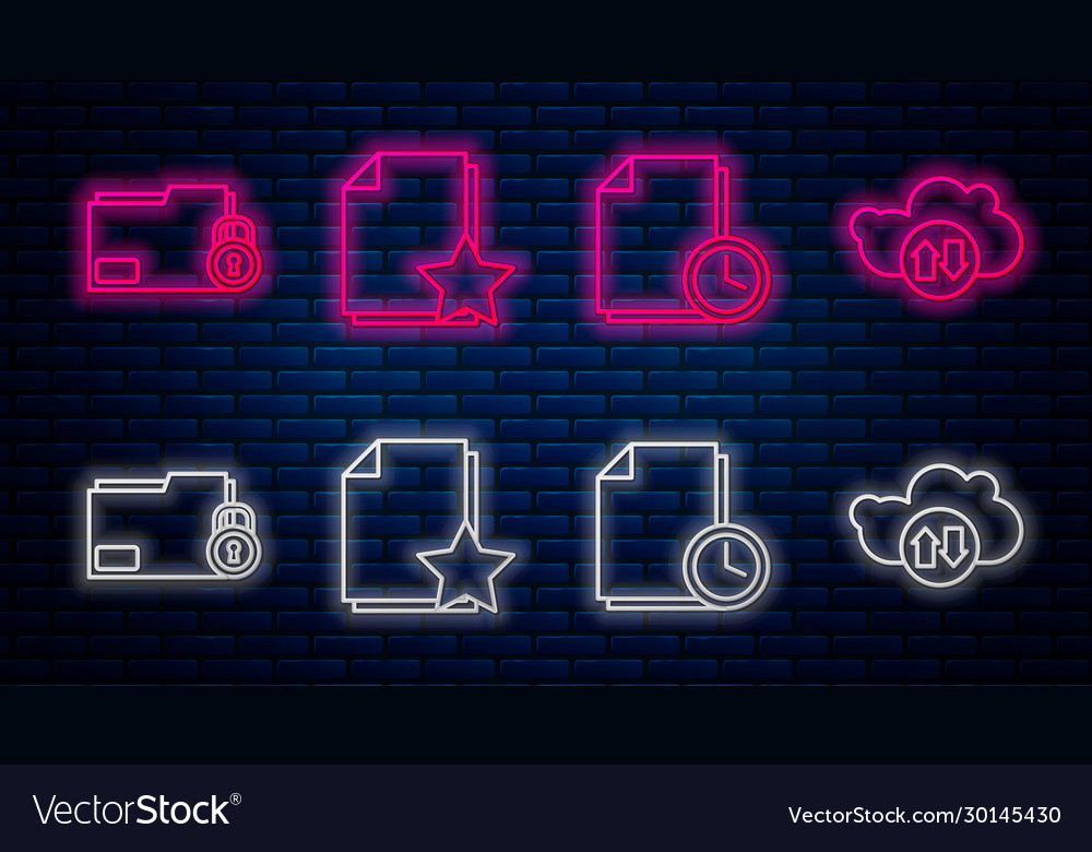 Set line document with star clock vector image Set line document with star clock