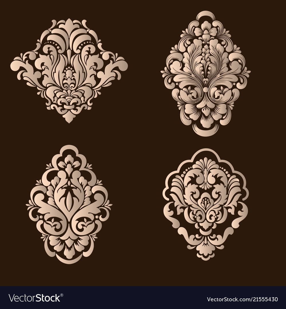 Set of damask ornamental elements elegant