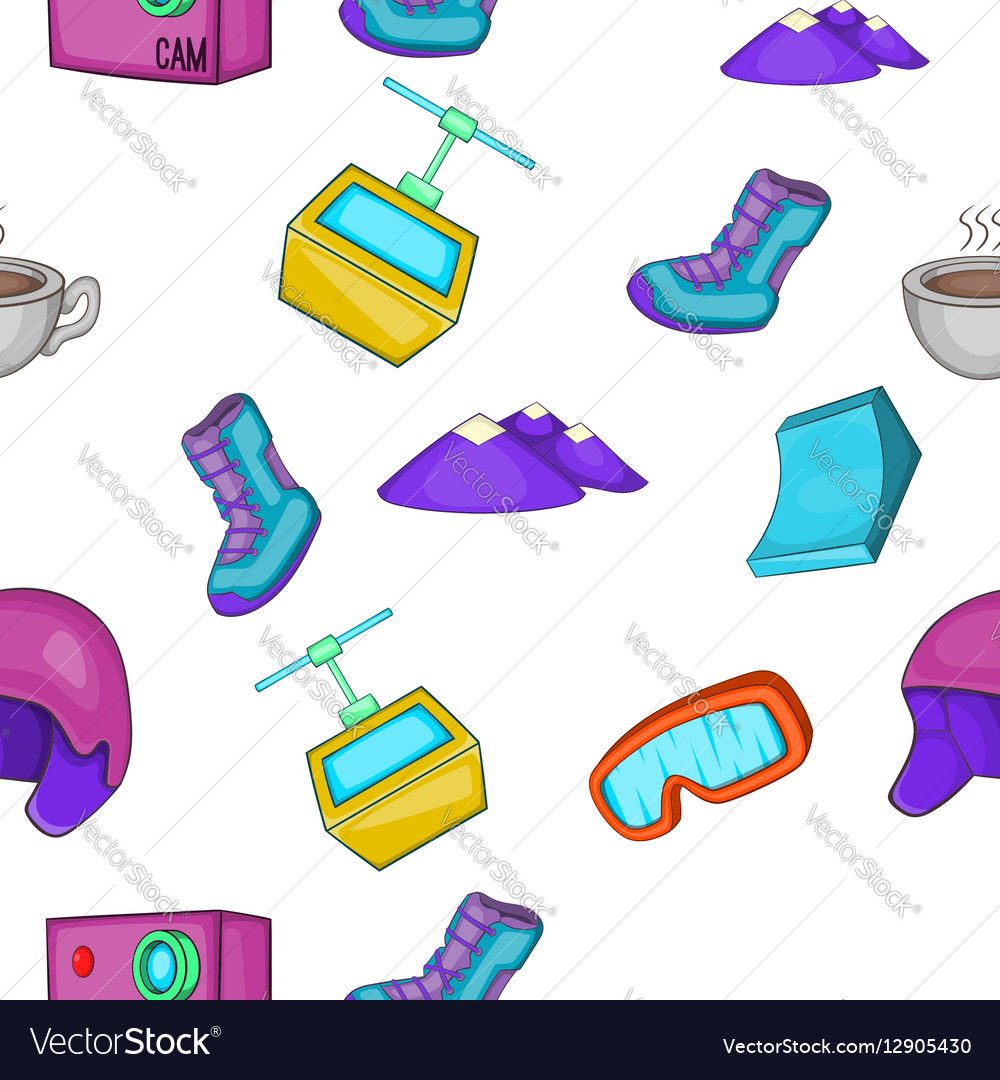 Snowboard Pattern Cartoon Style Royalty Free Vector Image