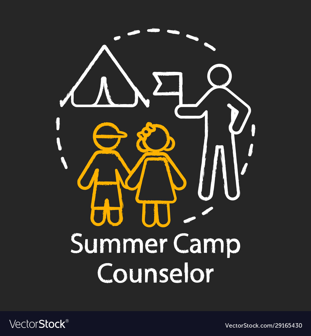 Summer camp counselor chalk icon seasonal job Vector Image