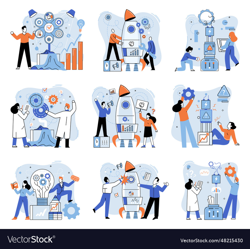 Team solving problems problem union vector image Team solving problems problem union