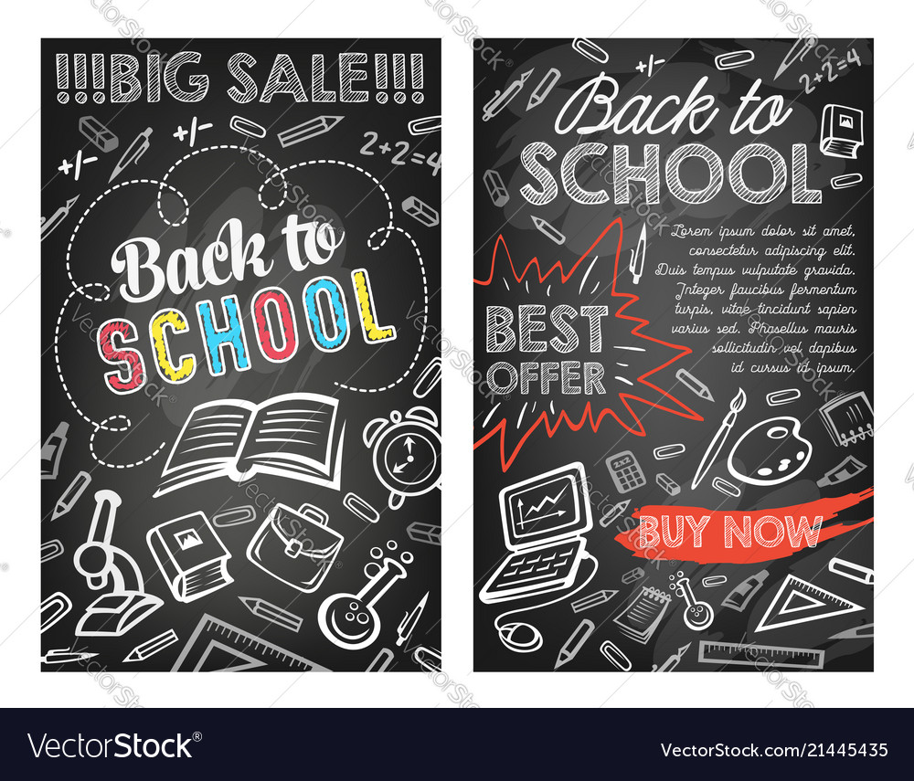 Back to school stationery sale offer poster Vector Image