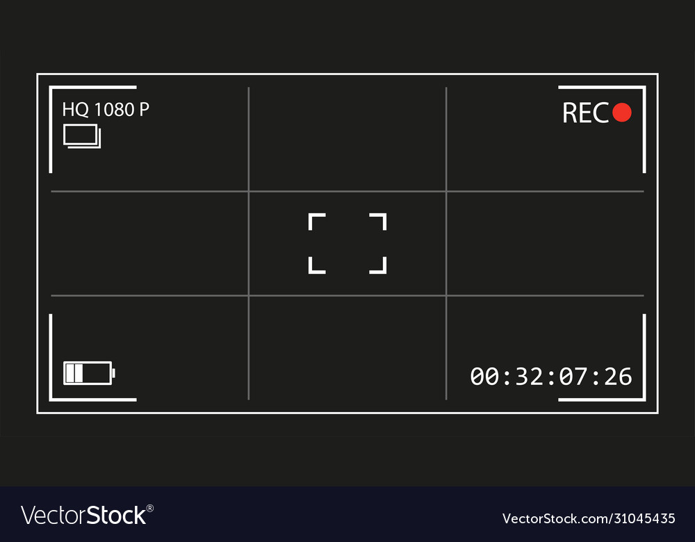 Camera interface movie on black bacground Vector Image