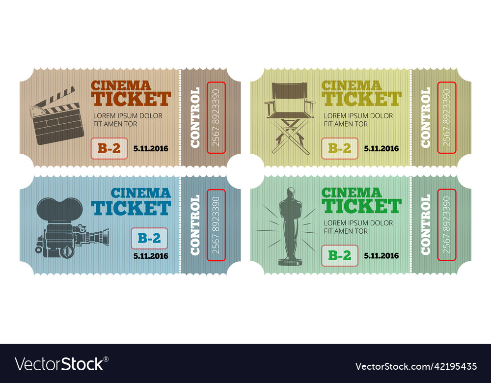 Cinema tickets template Royalty Free Vector Image