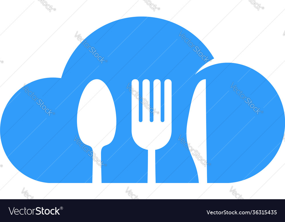 Cloud food logo template online designs Royalty Free Vector