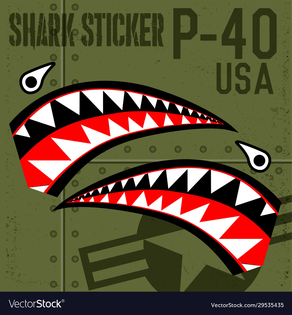 Flying tiger warhawk shark mouth sticker vinyl Vector Image