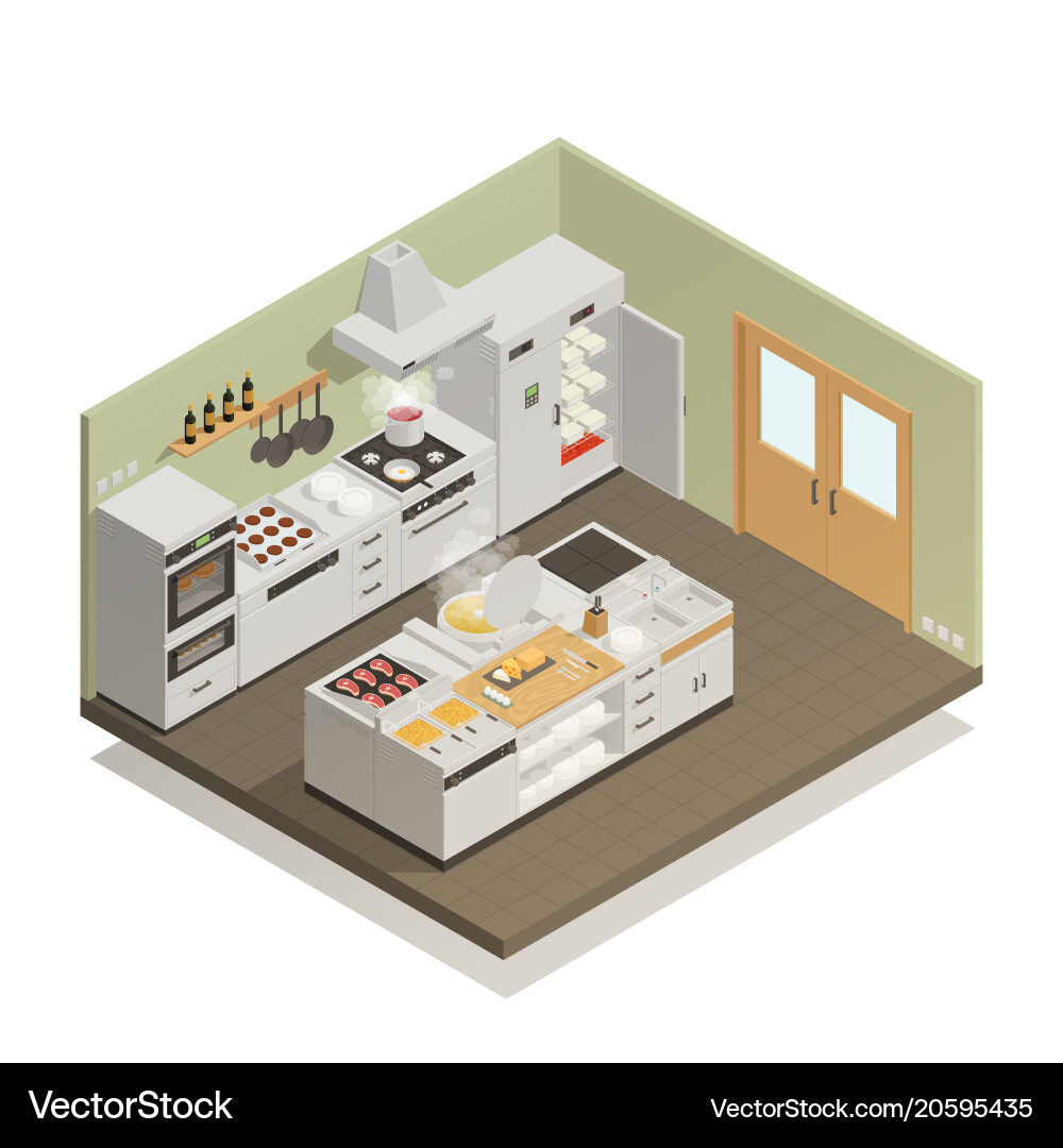 Kitchen isometric composition Royalty Free Vector Image