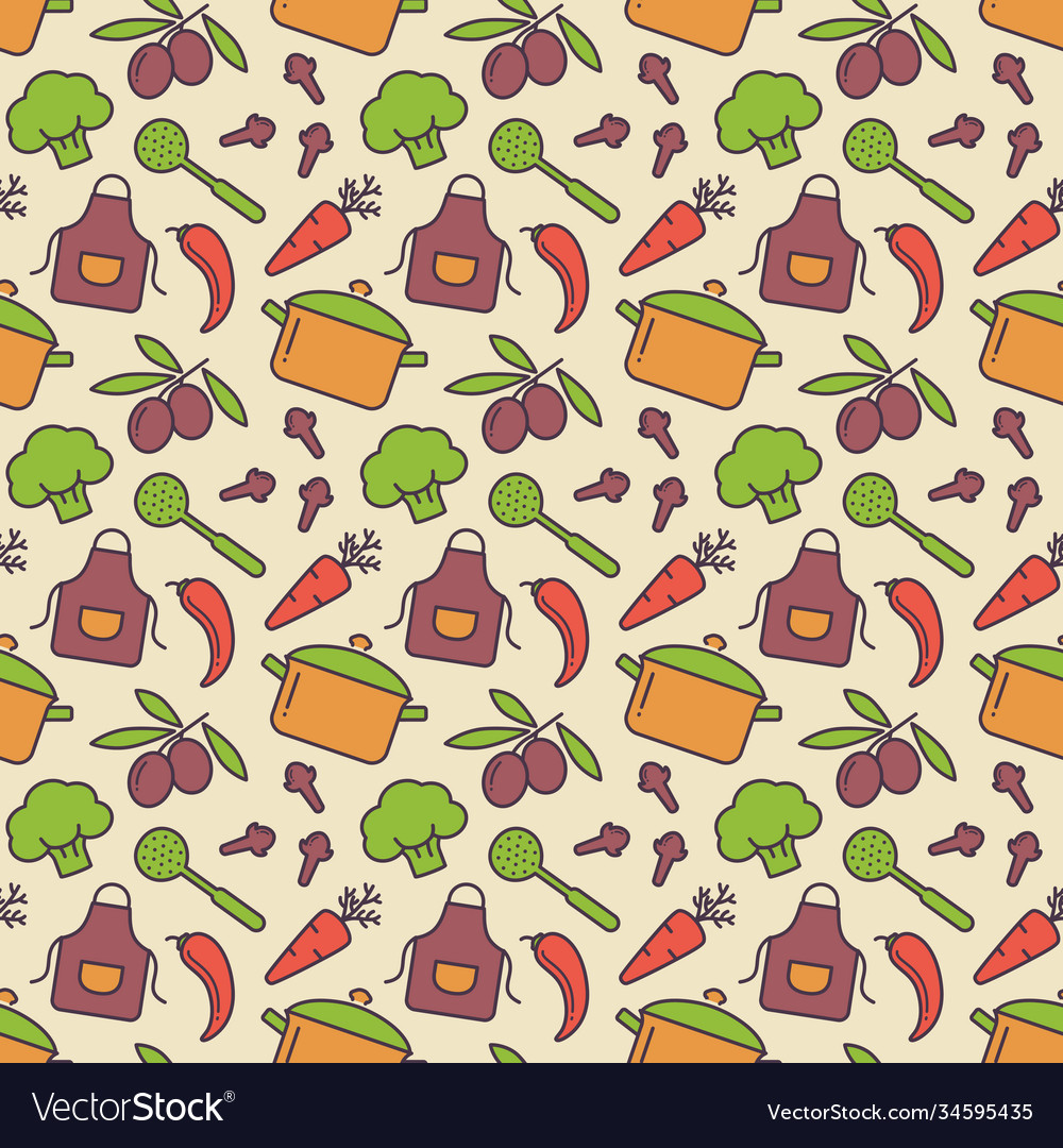 Kitchen seamless pattern background Royalty Free Vector