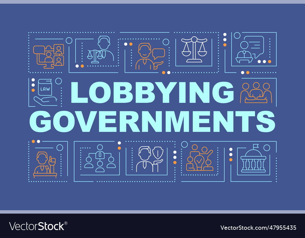 Lobbying Regierungstext mit linearen Icons