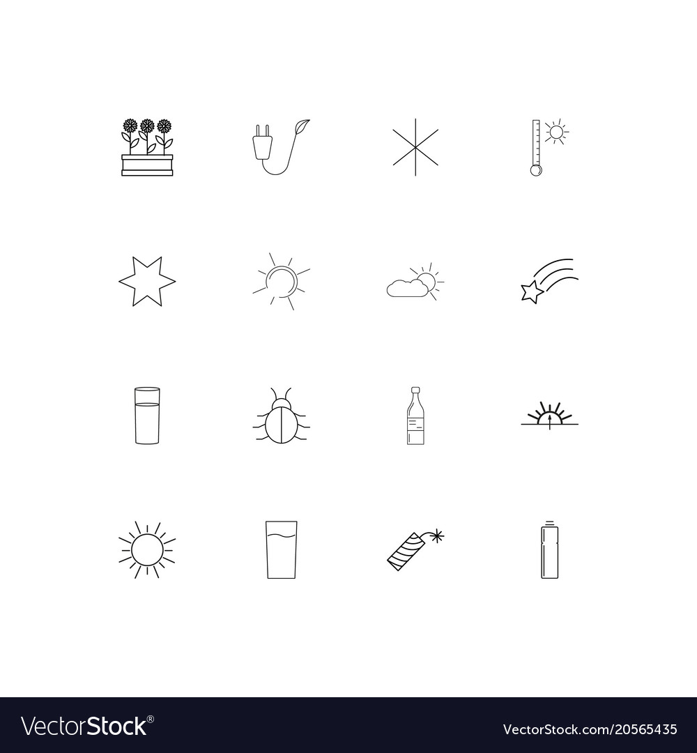 Nature simple linear icons set outlined