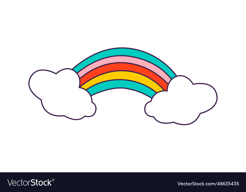 Rainbow with clouds Royalty Free Vector Image - VectorStock