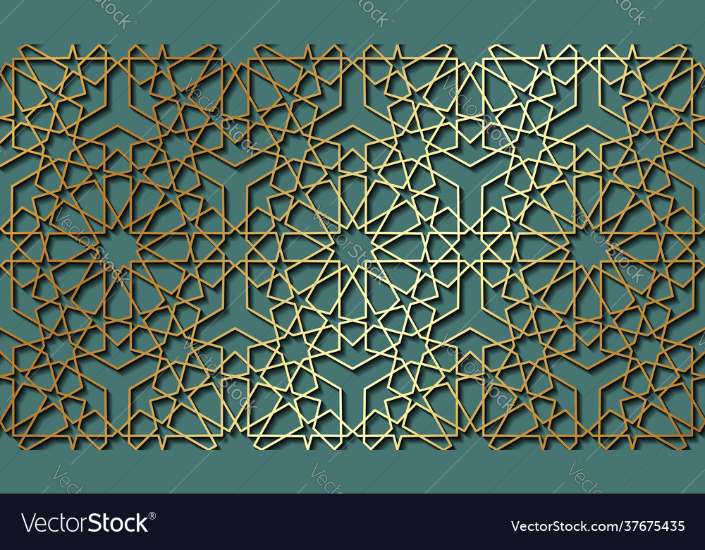 Seamless islamic pattern gold line persian motifs vector image Seamless islamic pattern gold line persian motifs