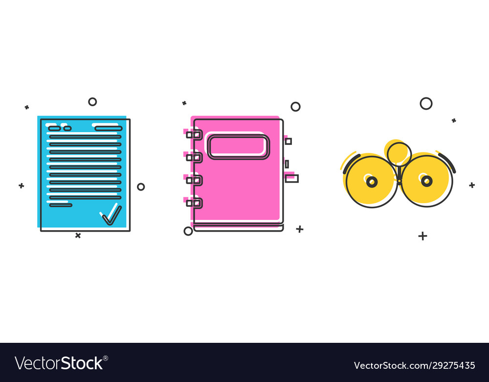 Set exam sheet with check mark notebook vector image Set exam sheet with check mark notebook