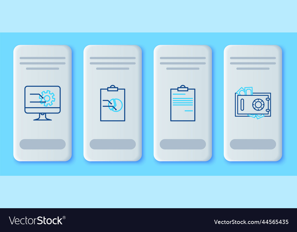 Set line clipboard with graph chart document vector image Set line clipboard with graph chart document