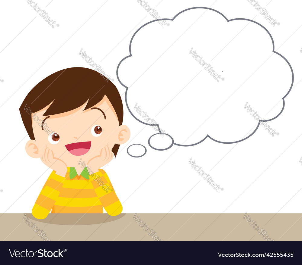 Young boy good mood and think about something Vector Image