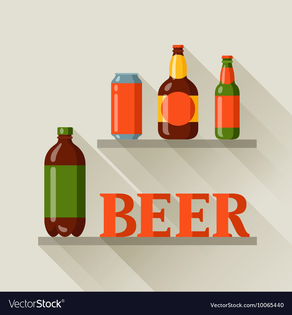 Background design with beer can and bottles